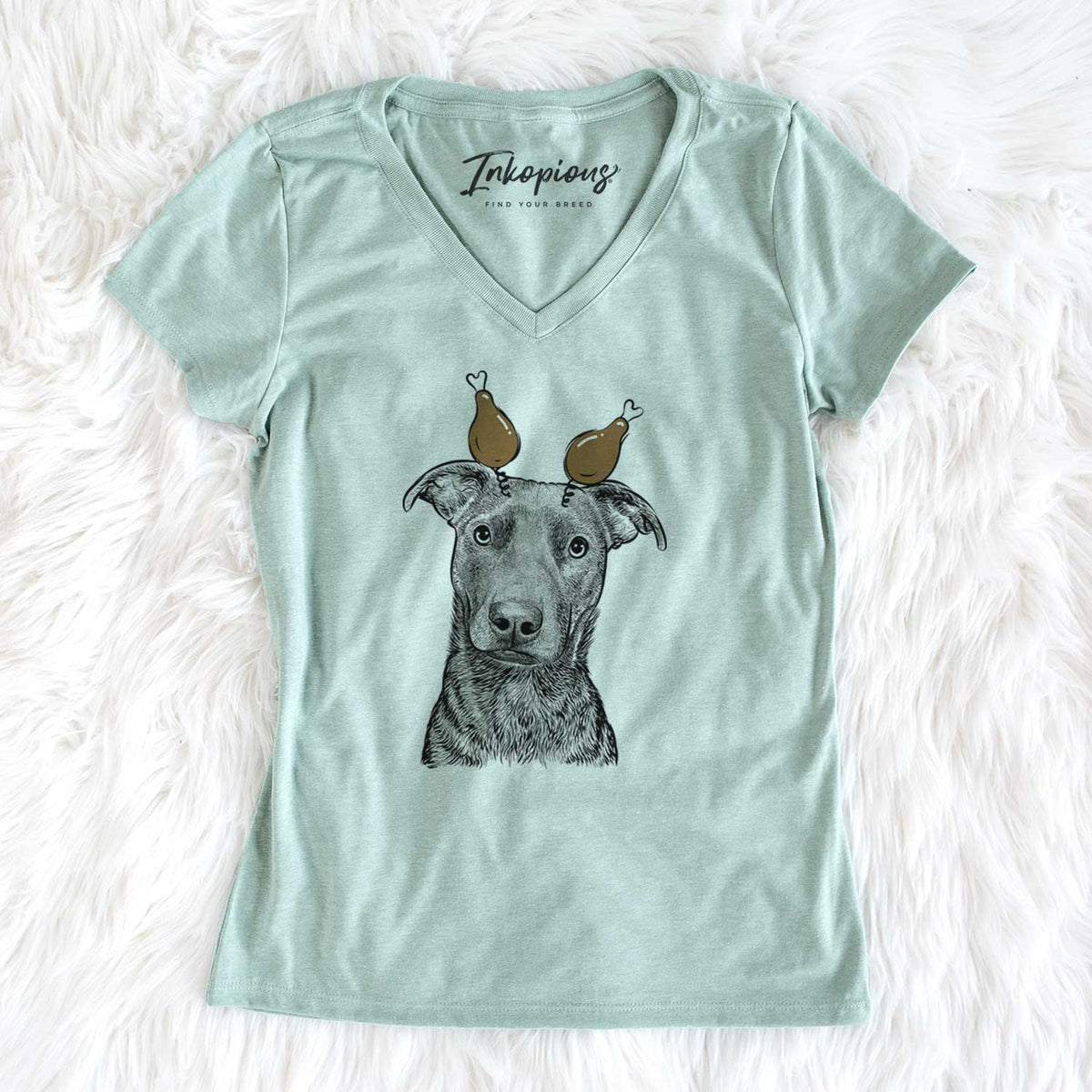 Thanksgiving Embyr the Mixed Breed - Women's V-neck Shirt