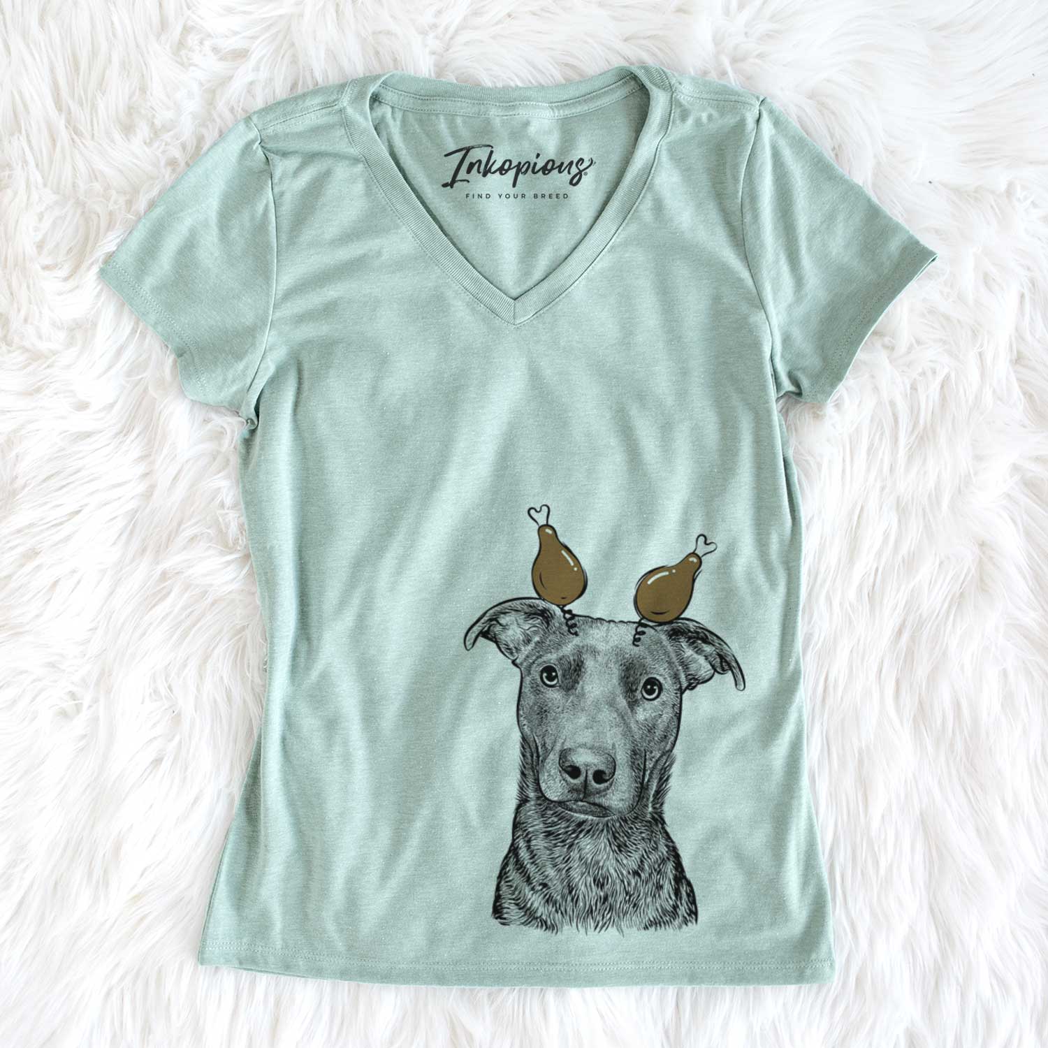 Thanksgiving Embyr the Mixed Breed - Women's V-neck Shirt