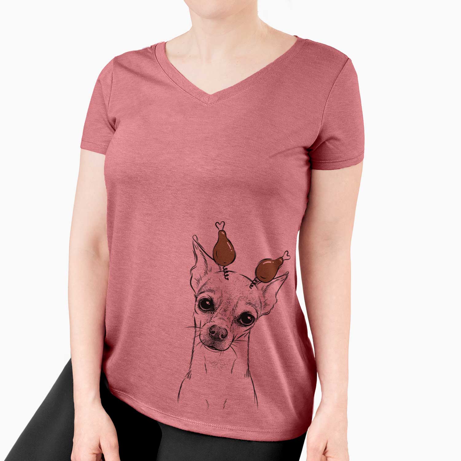 Thanksgiving Emee the Chihuahua - Women's V-neck Shirt