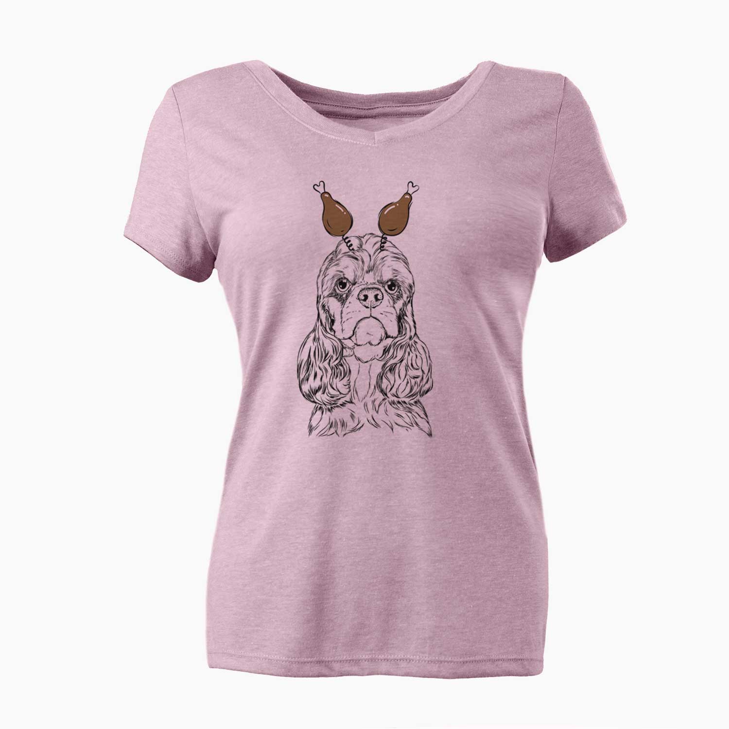 Thanksgiving Emma the Cocker Spaniel - Women's V-neck Shirt