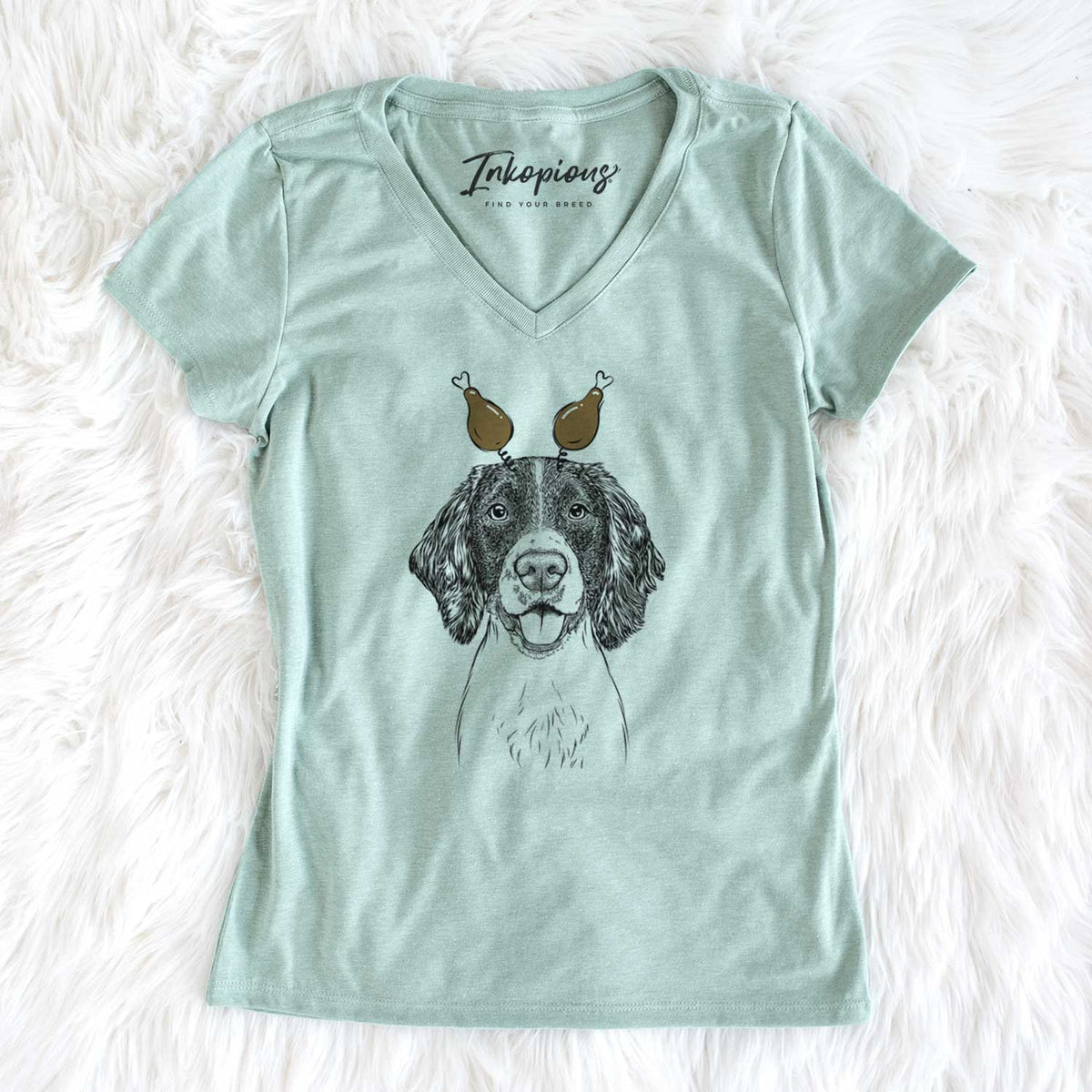 Thanksgiving Ever the English Springer Spaniel - Women's V-neck Shirt