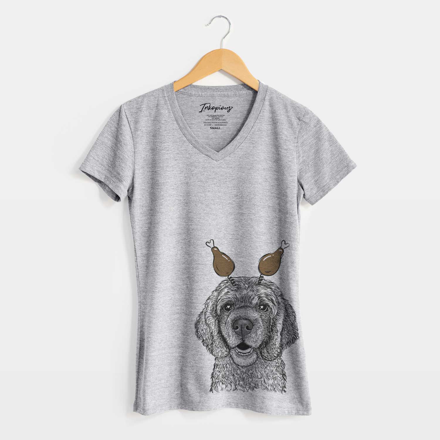 Thanksgiving Fannie Mae the Cocker Spaniel - Women's V-neck Shirt