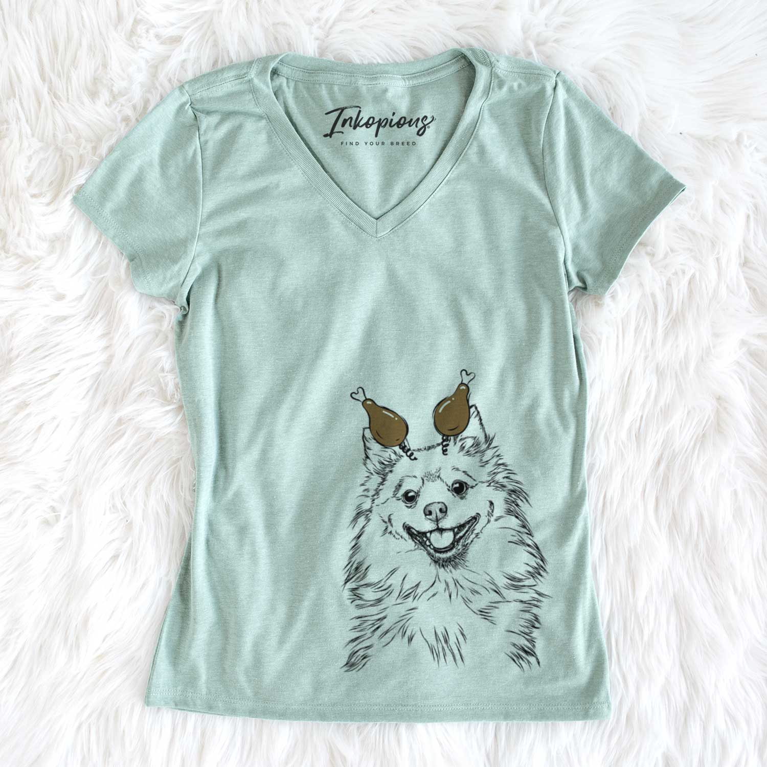 Thanksgiving Fibi the Spitz - Women's V-neck Shirt