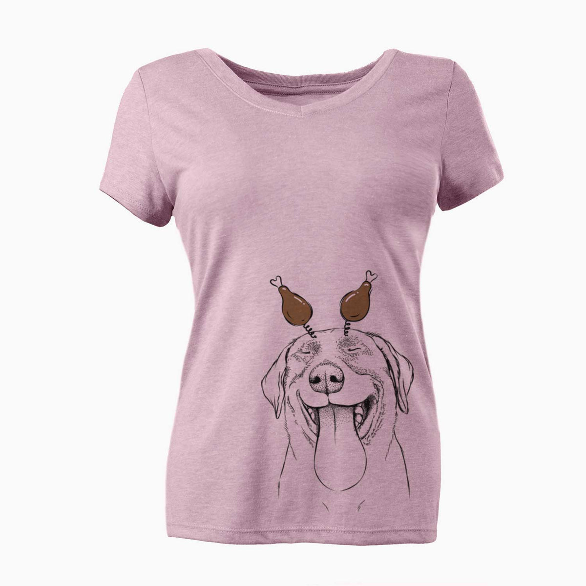 Thanksgiving Fig the Labrador Retriever - Women's V-neck Shirt