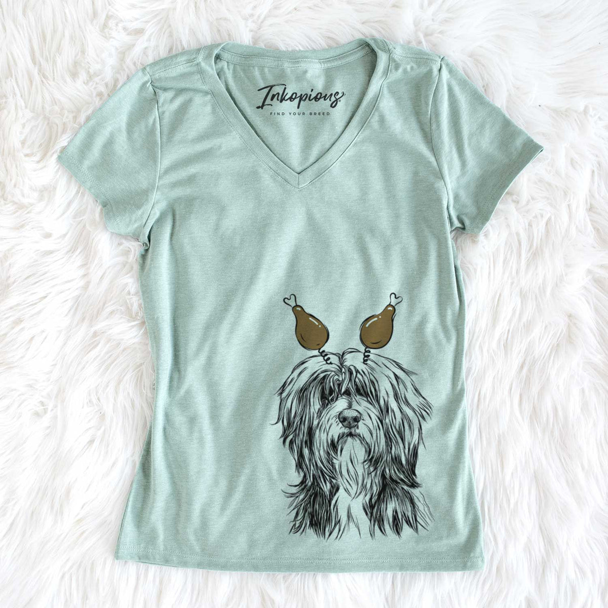 Thanksgiving Fiji the Polish Lowland Sheepdog - Women&#39;s V-neck Shirt