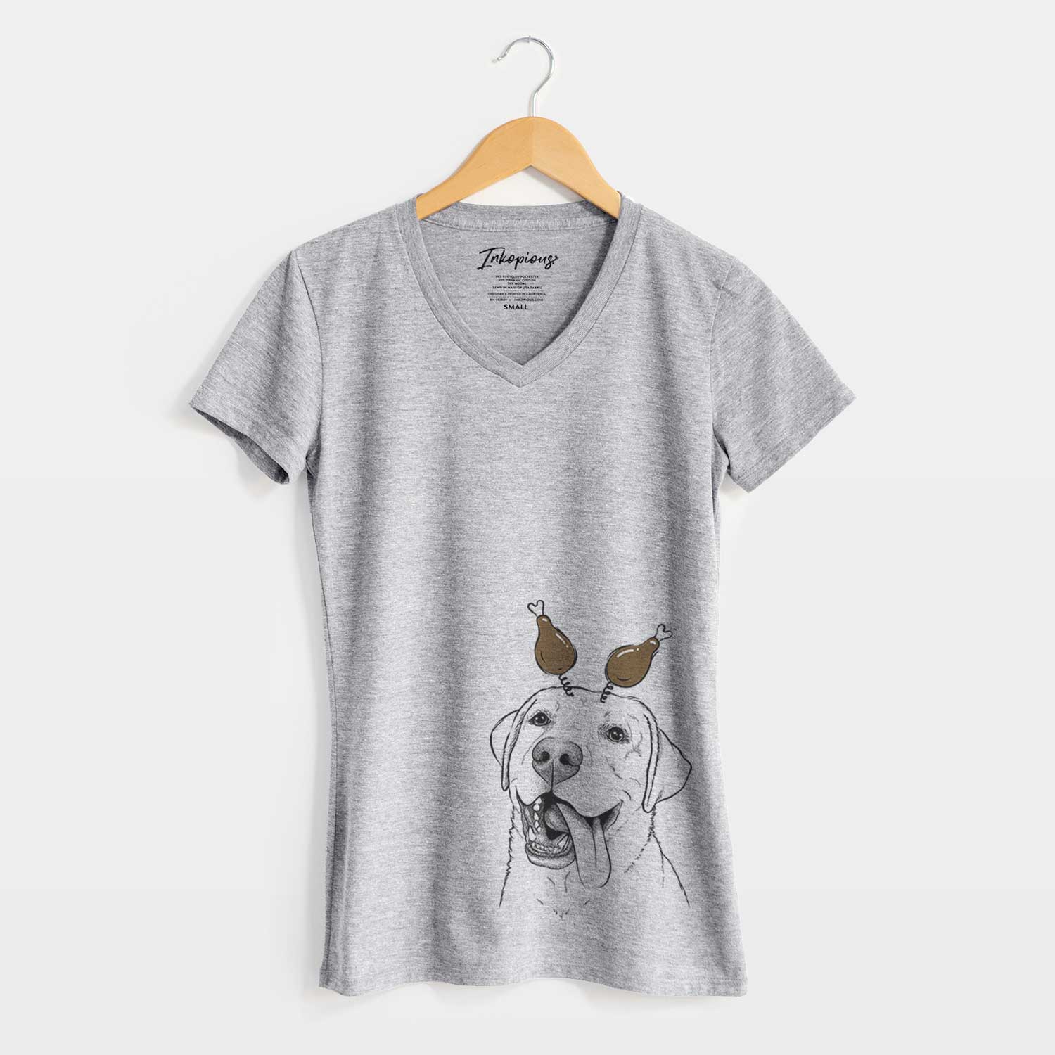 Thanksgiving Finn the Labrador Retriever - Women's V-neck Shirt