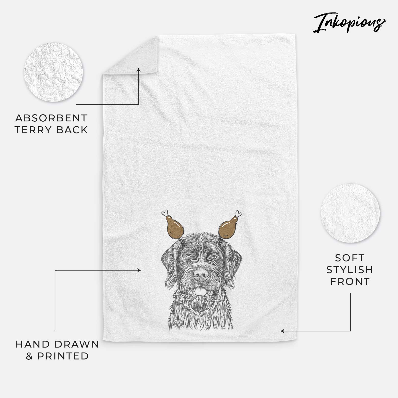 Fletcher the Wirehaired Pointing Griffon Decorative Hand Towel