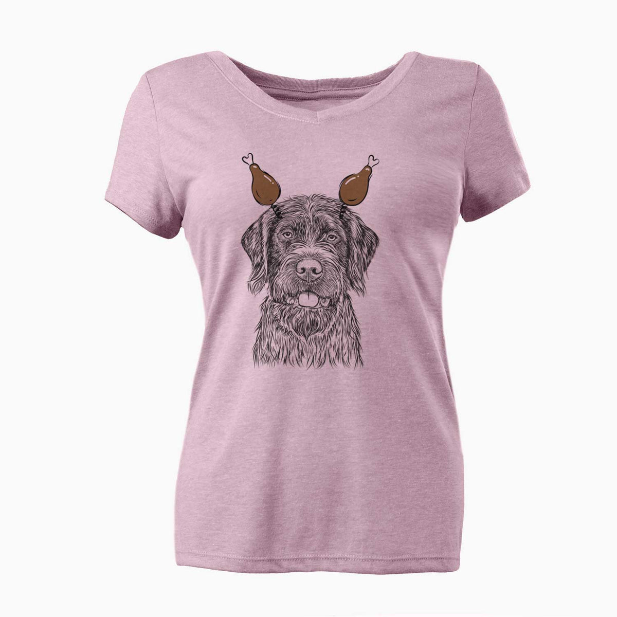 Thanksgiving Fletcher the Wirehaired Pointing Griffon - Women's V-neck Shirt