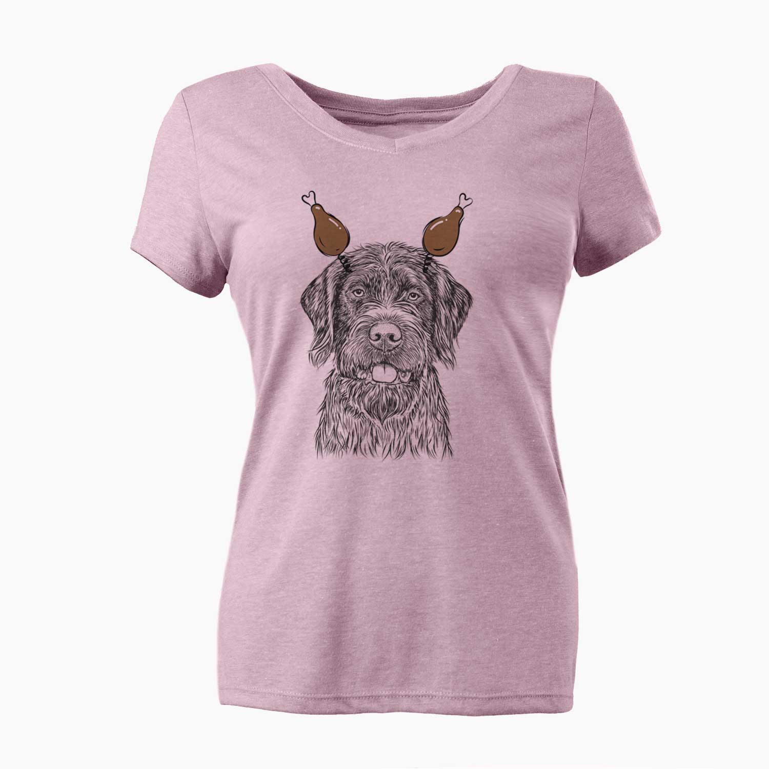 Thanksgiving Fletcher the Wirehaired Pointing Griffon - Women's V-neck Shirt