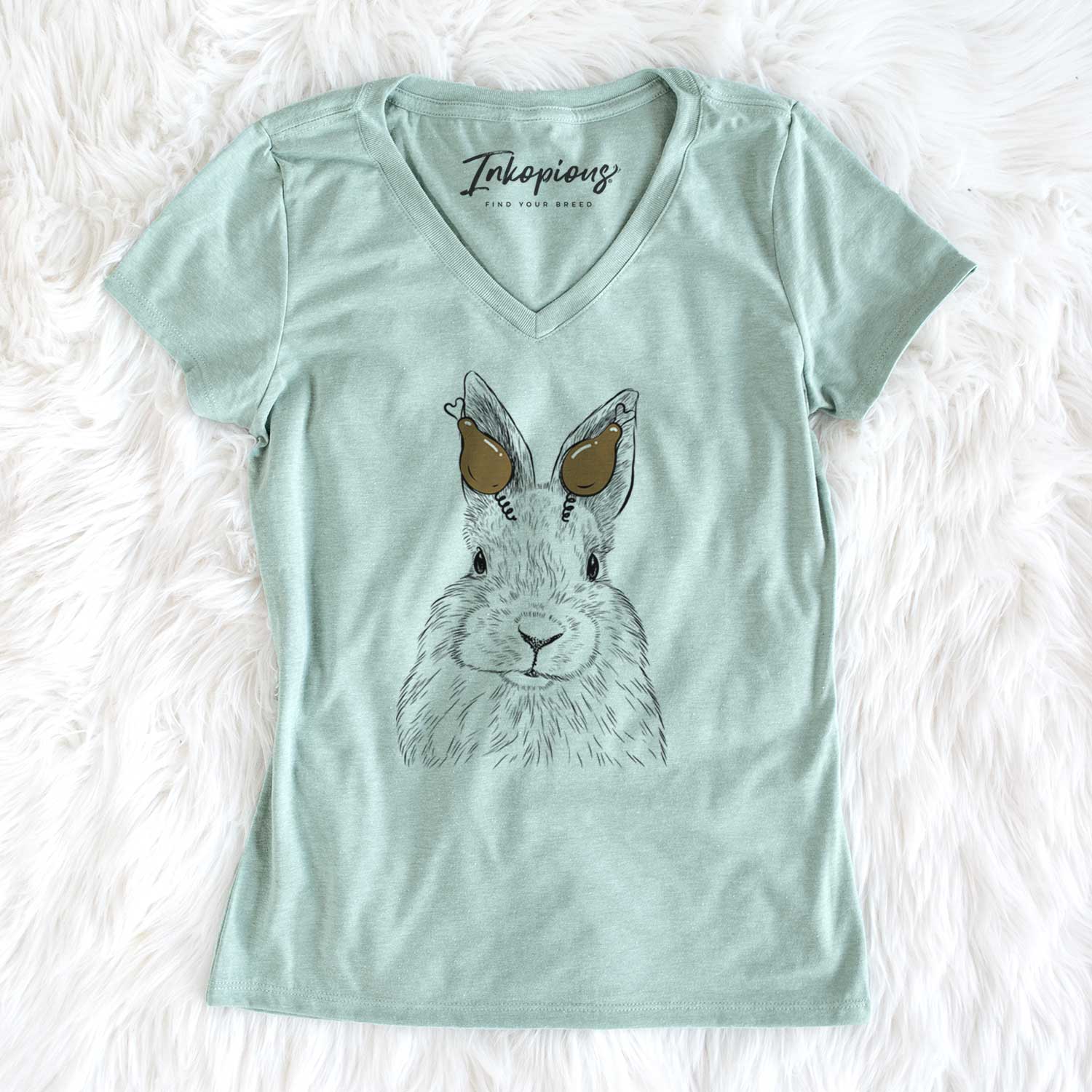 Thanksgiving Flower the Rex Rabbit - Women's V-neck Shirt