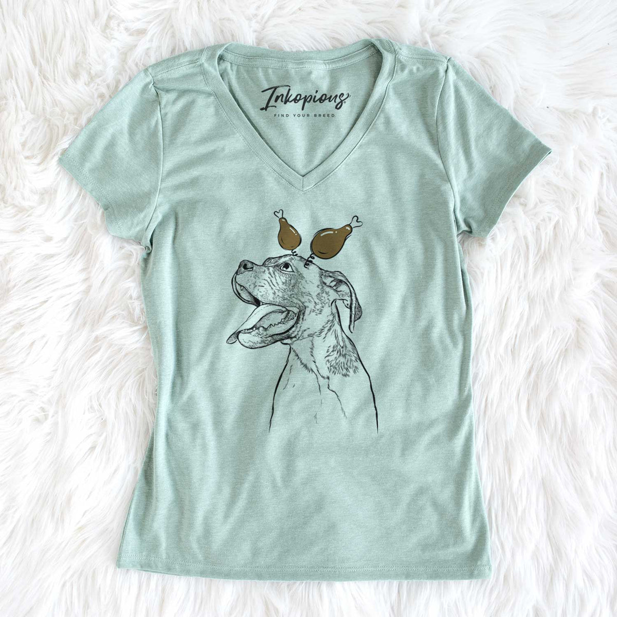 Thanksgiving Floyd the Boxer - Women's V-neck Shirt