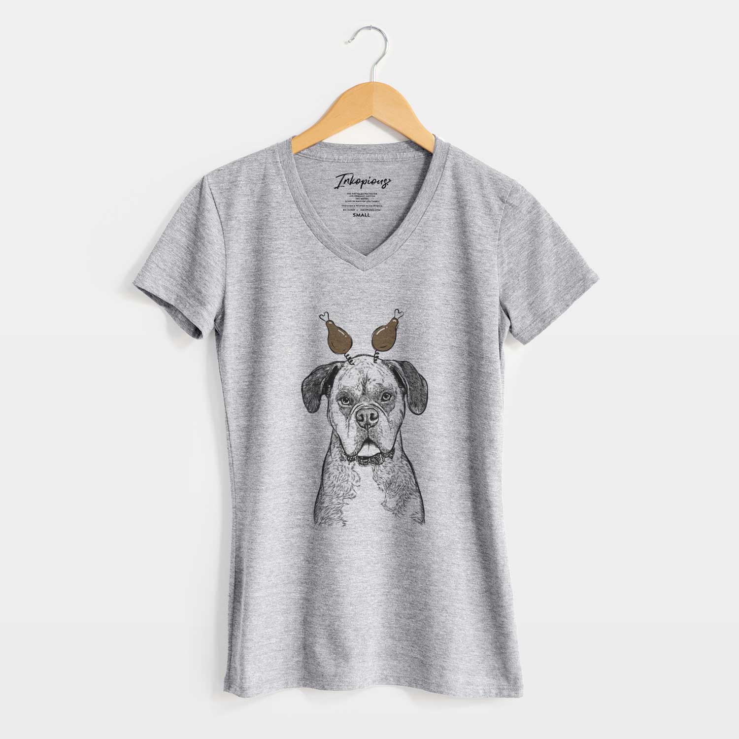 Thanksgiving Floydie Bear the Boxer - Women's V-neck Shirt