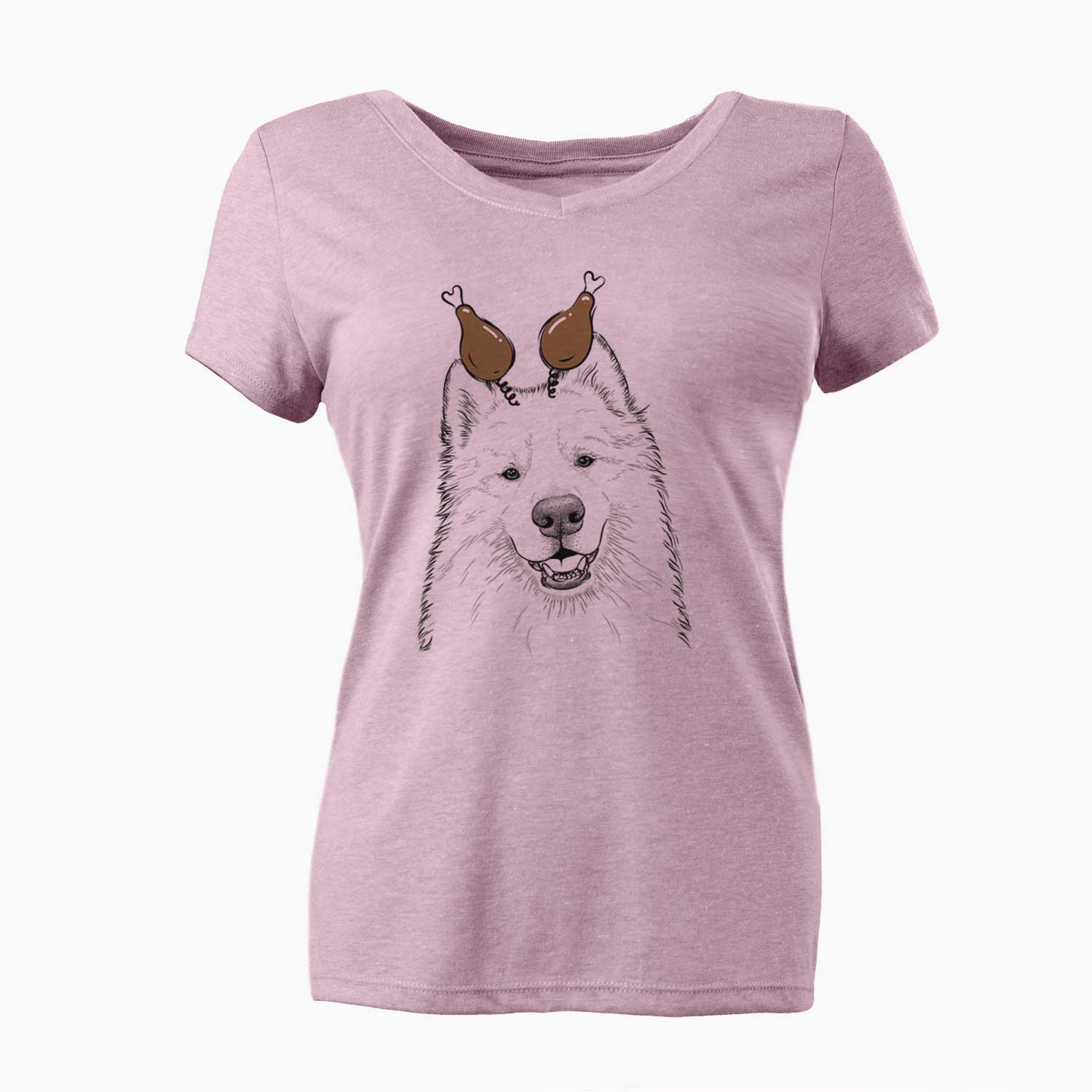 Thanksgiving Foster the Samoyed - Women's V-neck Shirt