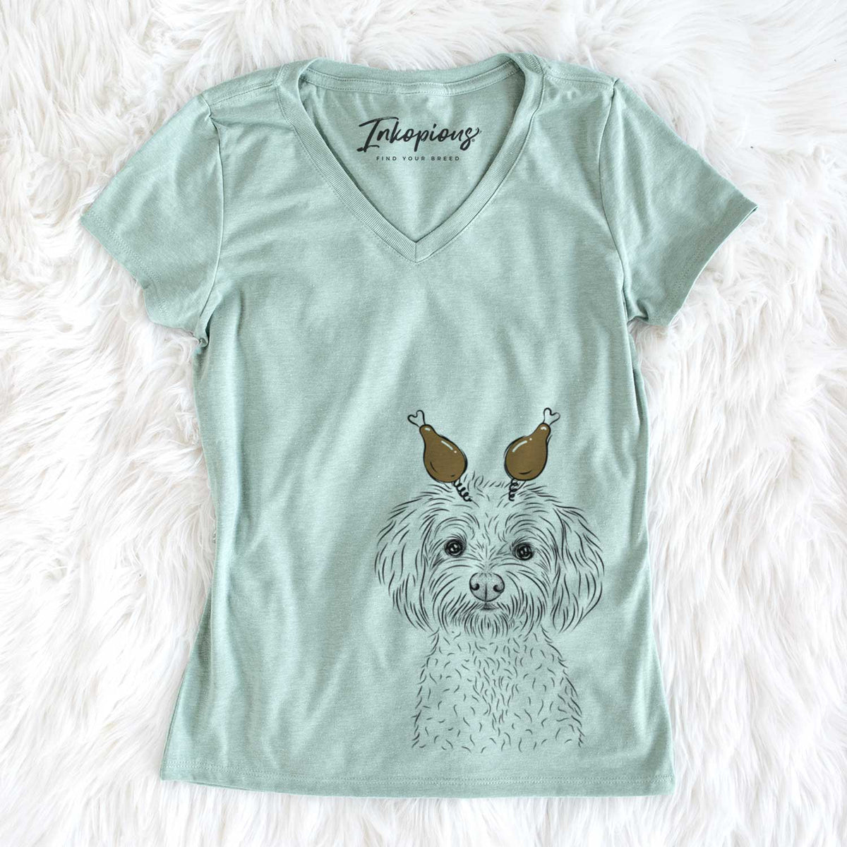 Thanksgiving Francesca the Maltipoo - Women&#39;s V-neck Shirt