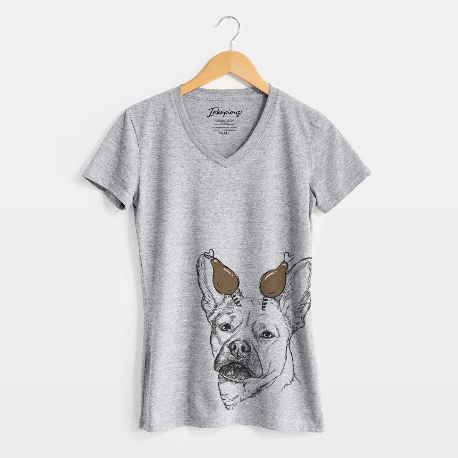 Thanksgiving Frankie the Mixed Breed - Women's V-neck Shirt