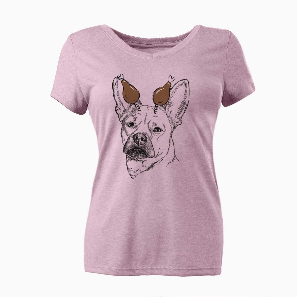 Thanksgiving Frankie the Mixed Breed - Women's V-neck Shirt