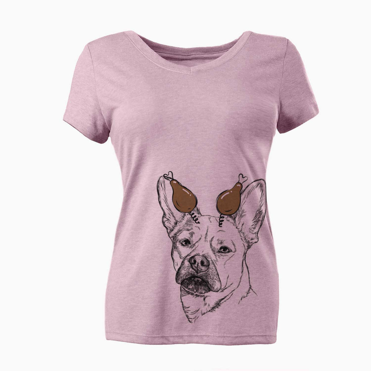 Thanksgiving Frankie the Mixed Breed - Women's V-neck Shirt