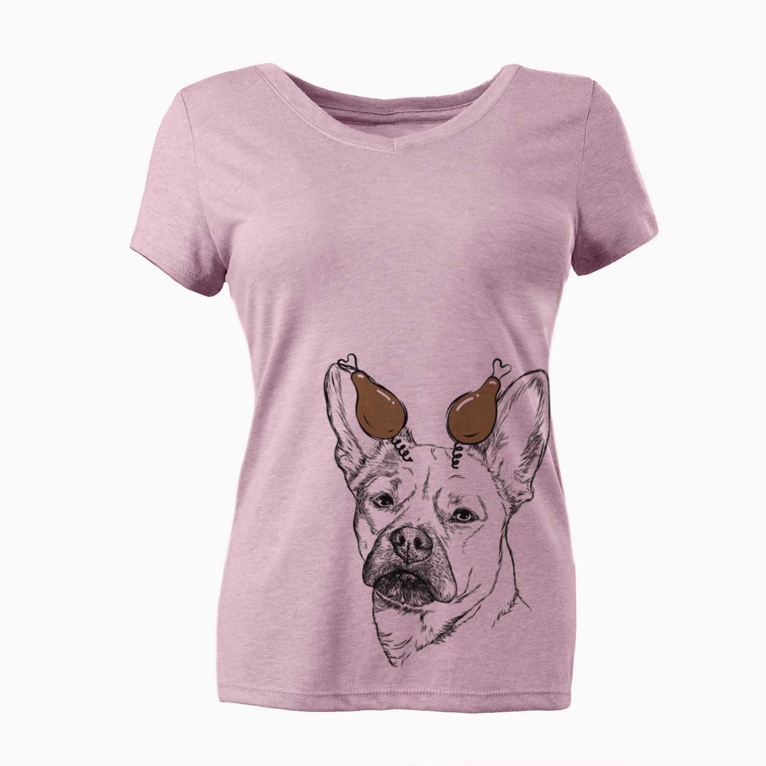 Thanksgiving Frankie the Mixed Breed - Women's V-neck Shirt
