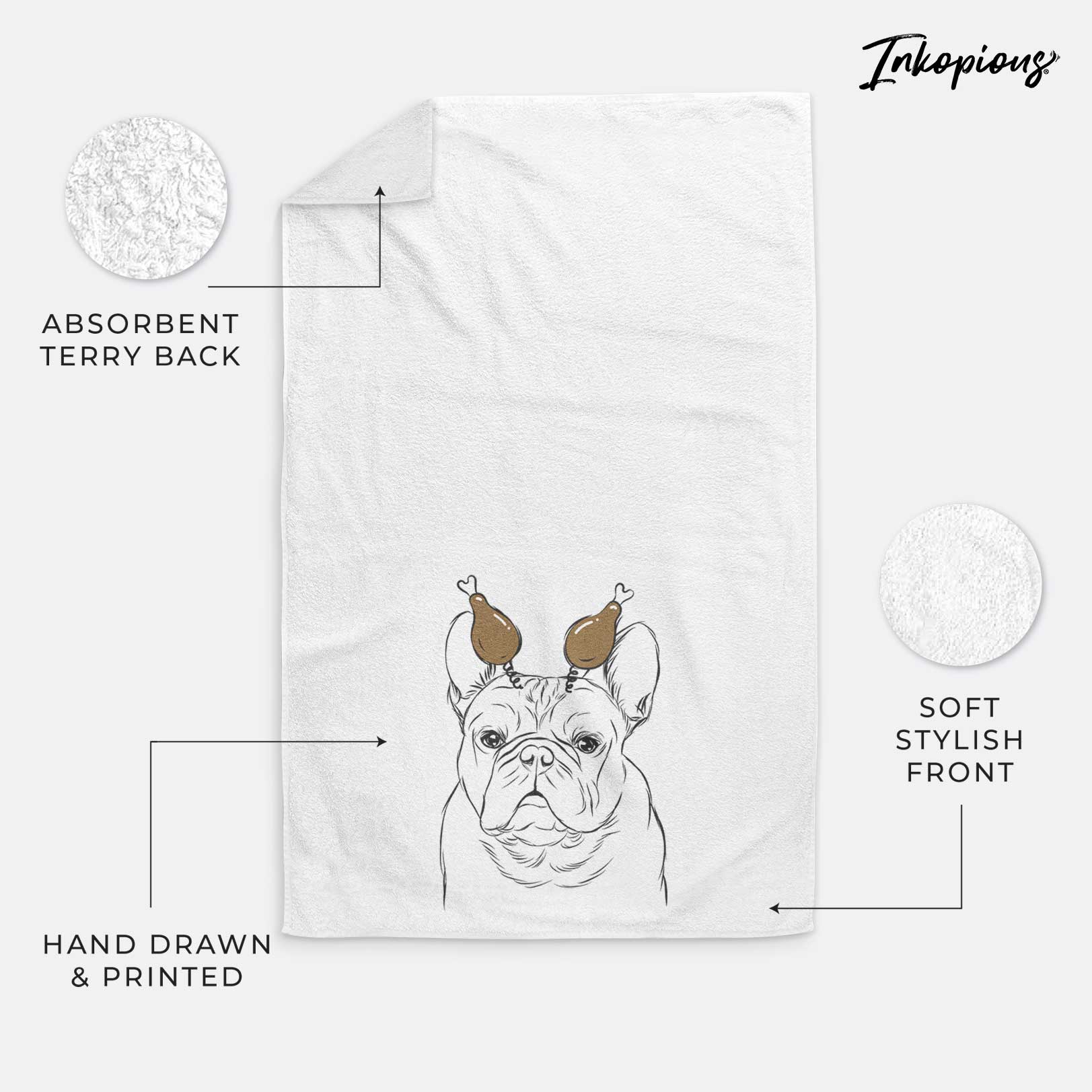 Fudge the French Bulldog Decorative Hand Towel