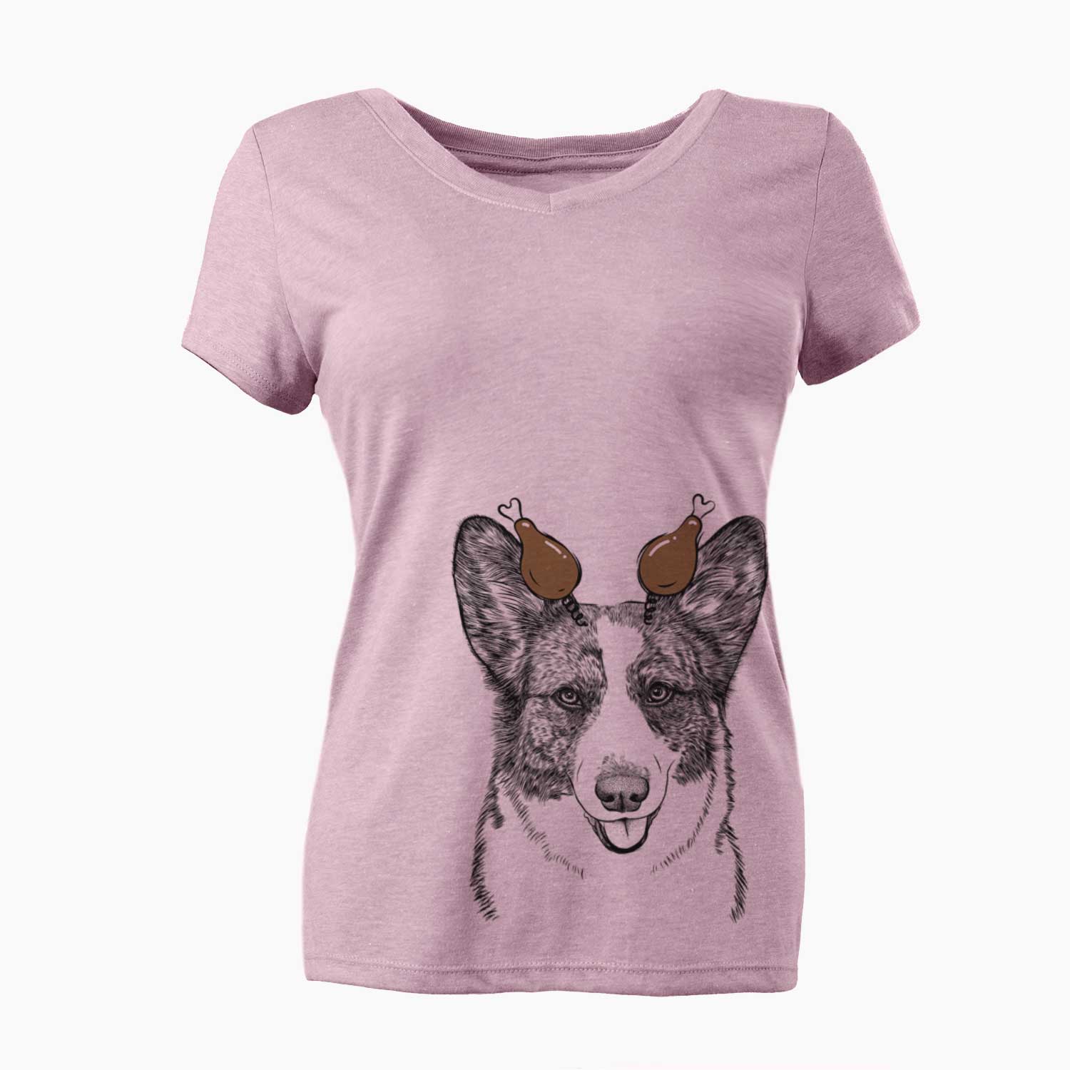 Thanksgiving Gabby the Cardigan Welsh Corgi - Women's V-neck Shirt