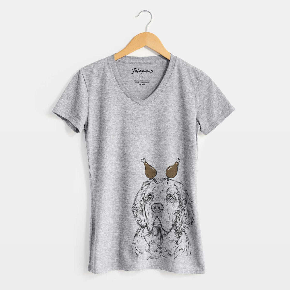 Thanksgiving Gary the Clumber Spaniel - Women's V-neck Shirt
