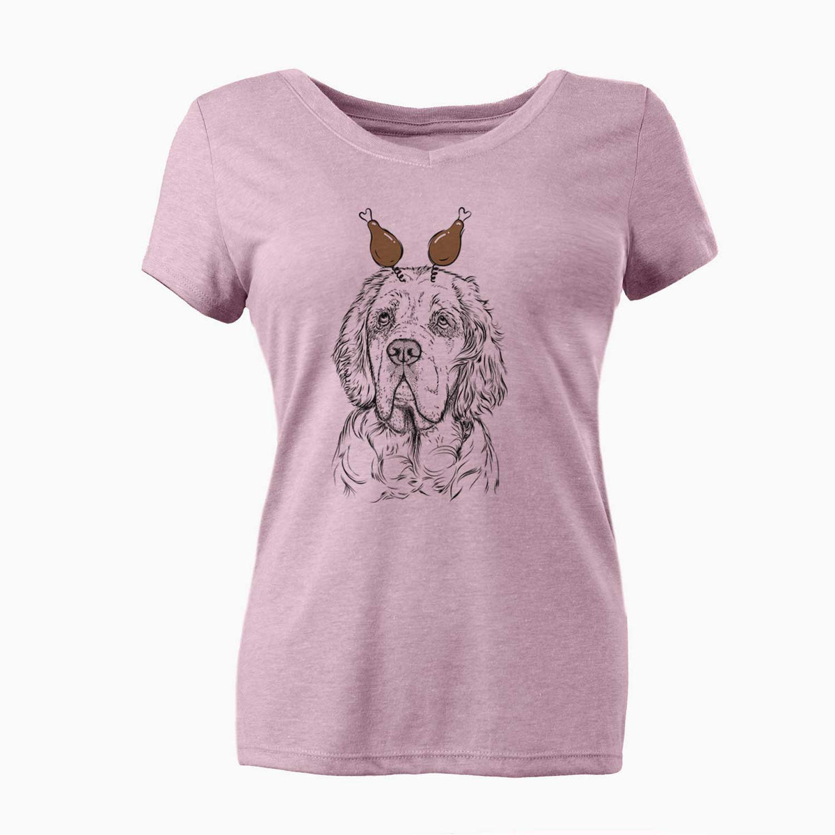 Thanksgiving Gary the Clumber Spaniel - Women's V-neck Shirt