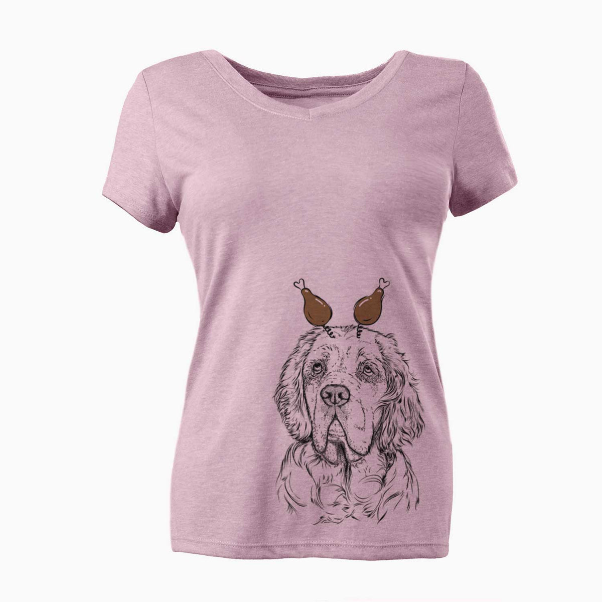 Thanksgiving Gary the Clumber Spaniel - Women's V-neck Shirt