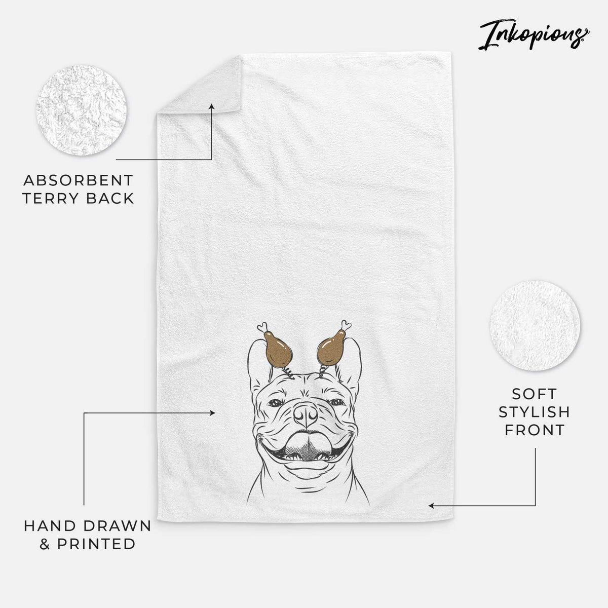 Gaston the French Bulldog Decorative Hand Towel