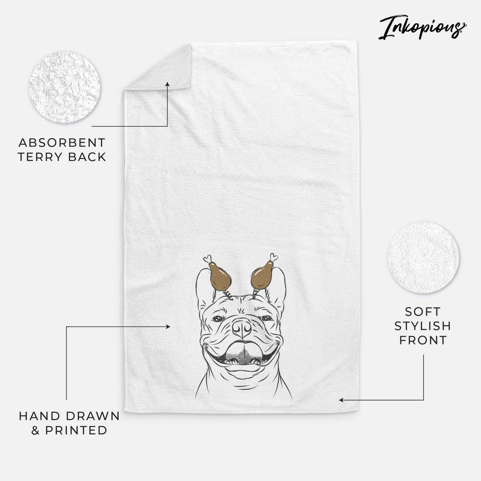 Gaston the French Bulldog Decorative Hand Towel