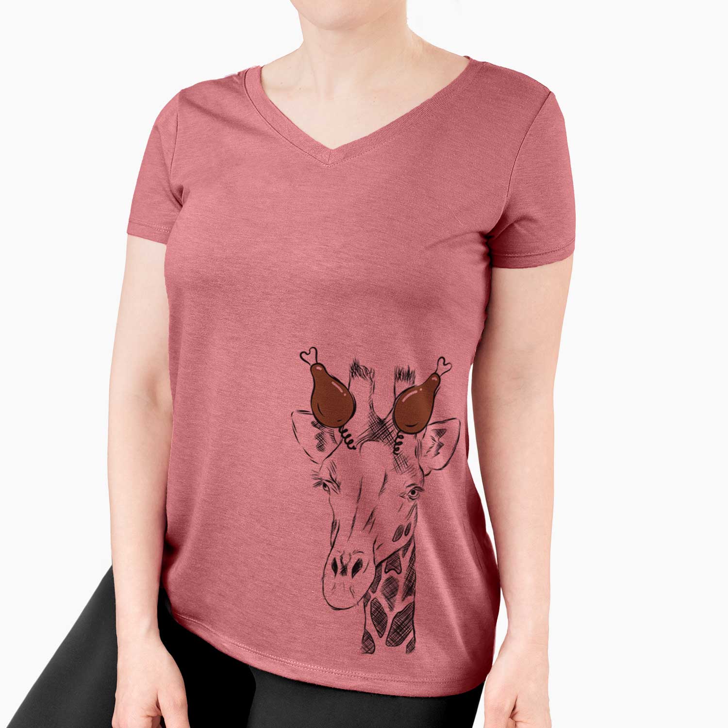 Thanksgiving Geoffrey the Giraffe - Women's V-neck Shirt