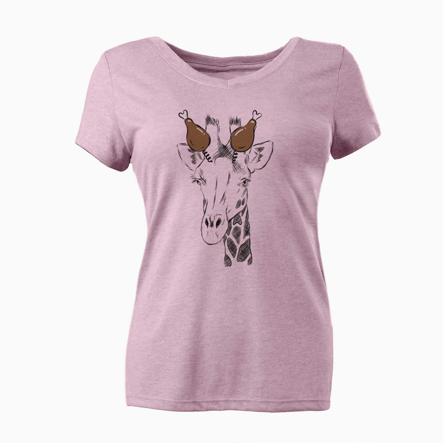 Thanksgiving Geoffrey the Giraffe - Women's V-neck Shirt