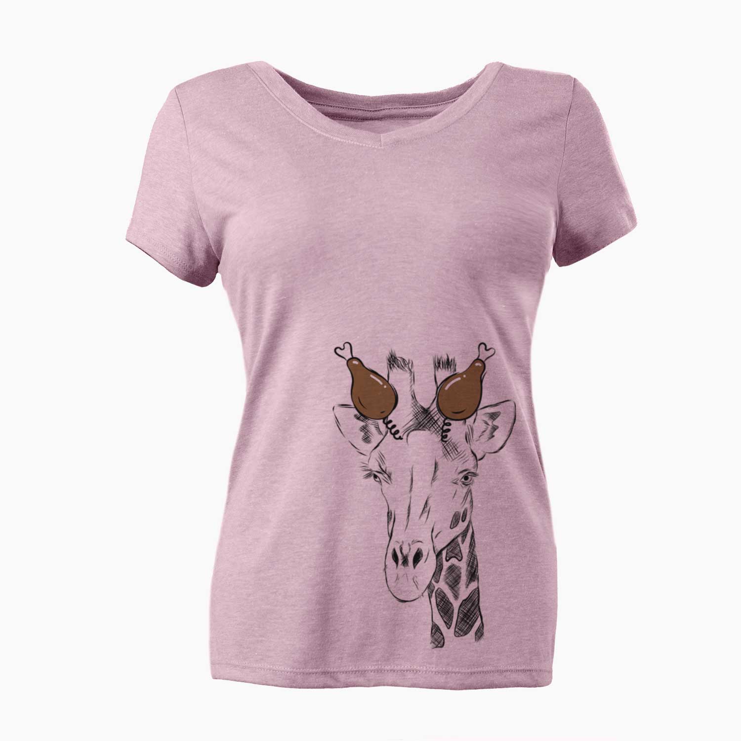 Thanksgiving Geoffrey the Giraffe - Women's V-neck Shirt