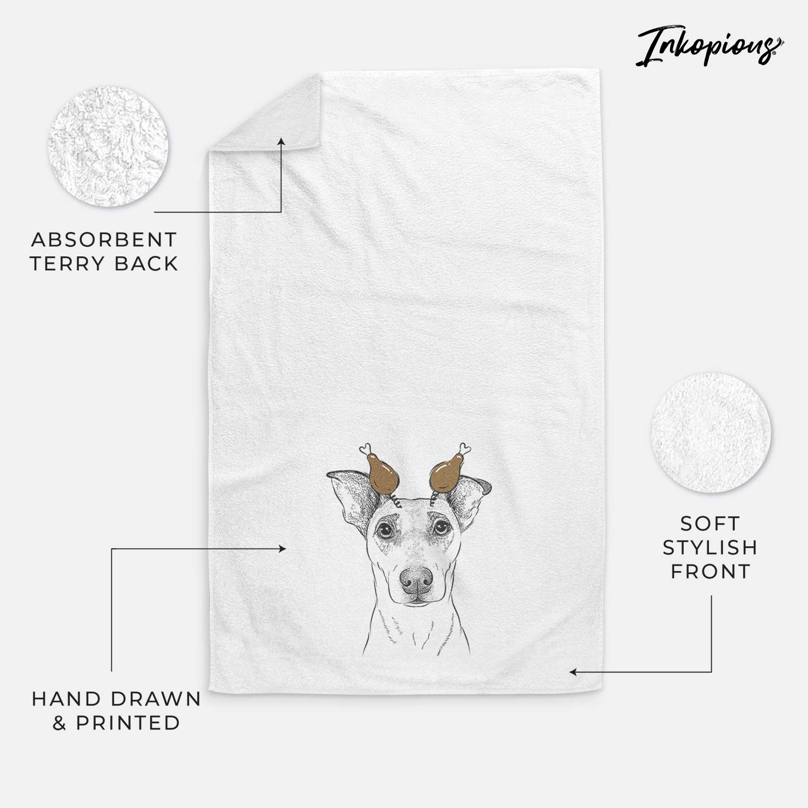 Georgie Rat the Terrier Mix Decorative Hand Towel