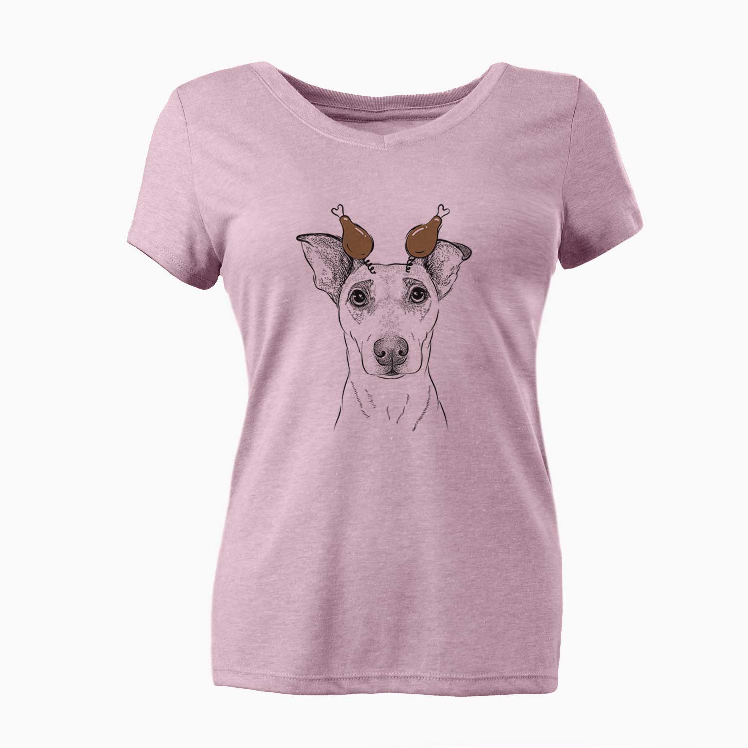 Thanksgiving Georgie Rat the Terrier Mix - Women's V-neck Shirt