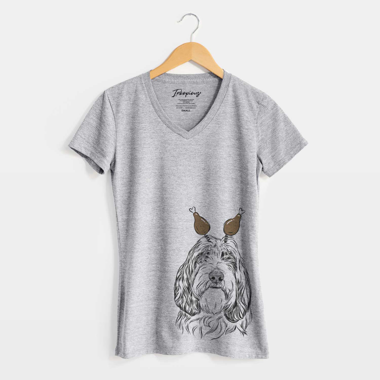 Thanksgiving Gerard the Petit Basset Griffon Vendeen - Women's V-neck Shirt