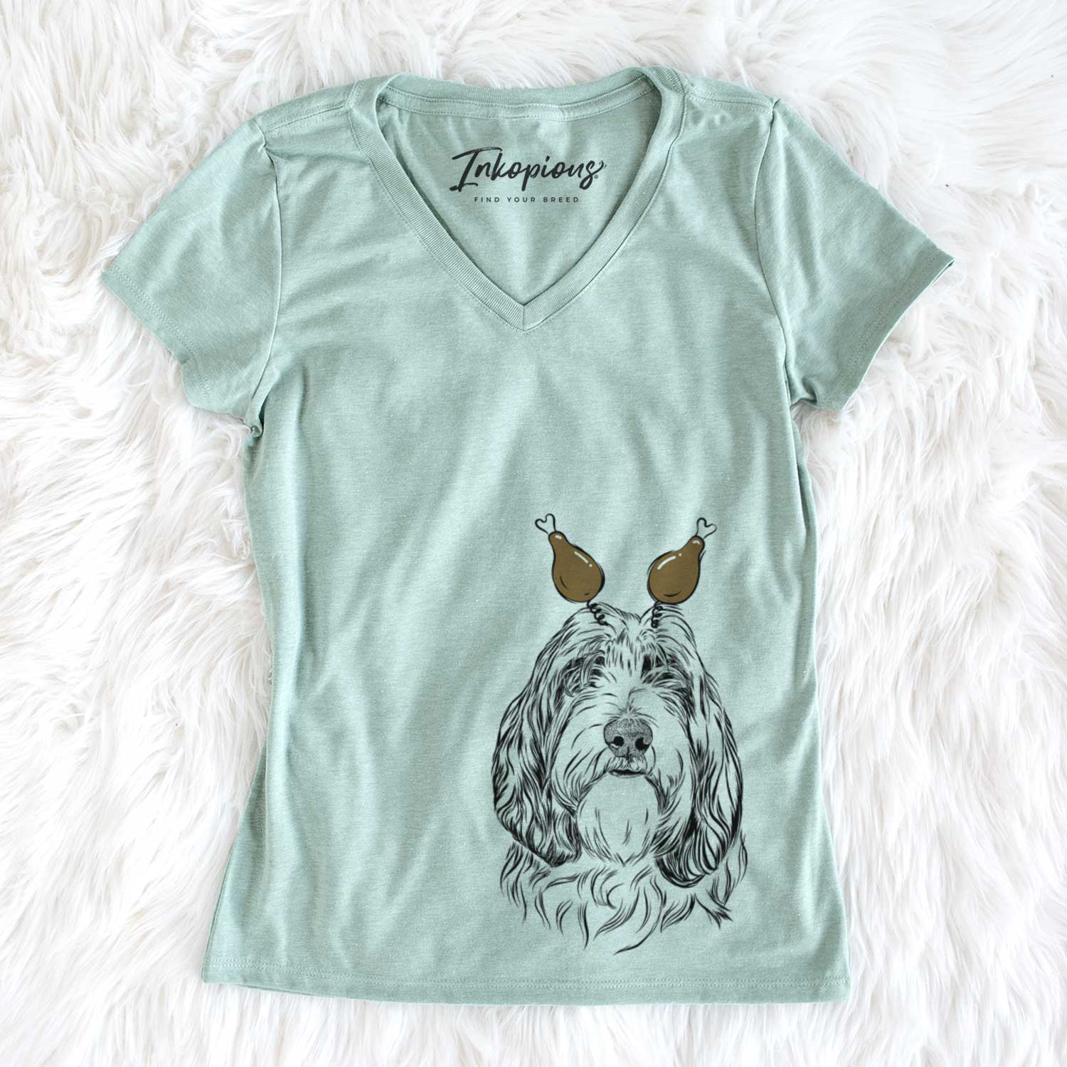 Thanksgiving Gerard the Petit Basset Griffon Vendeen - Women's V-neck Shirt