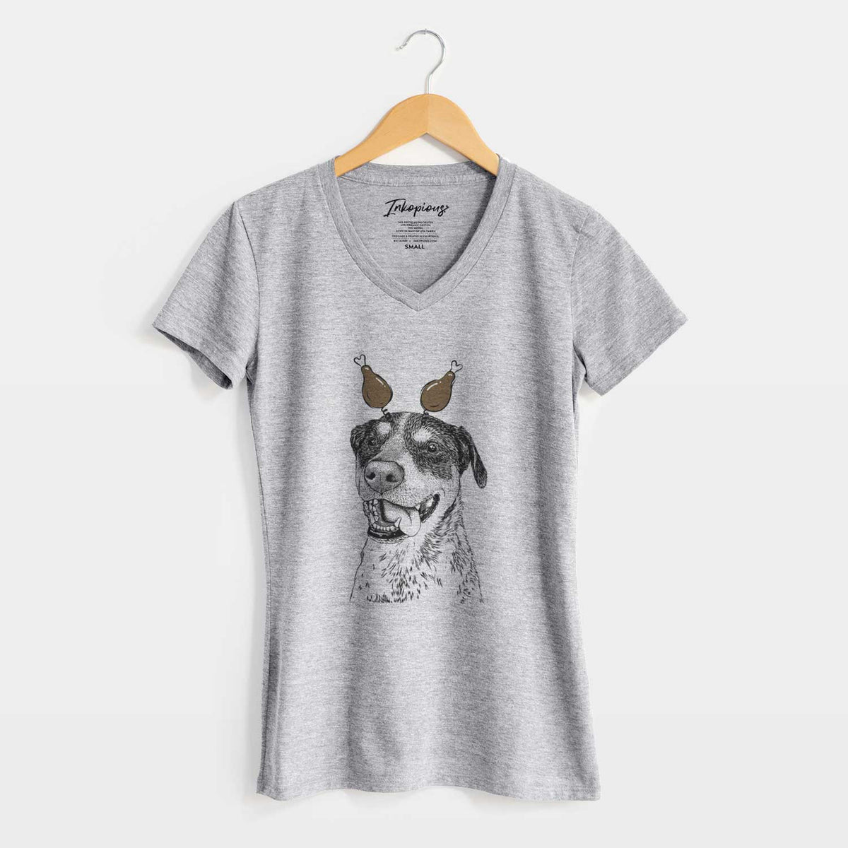 Thanksgiving Gerti the Mixed Breed - Women's V-neck Shirt