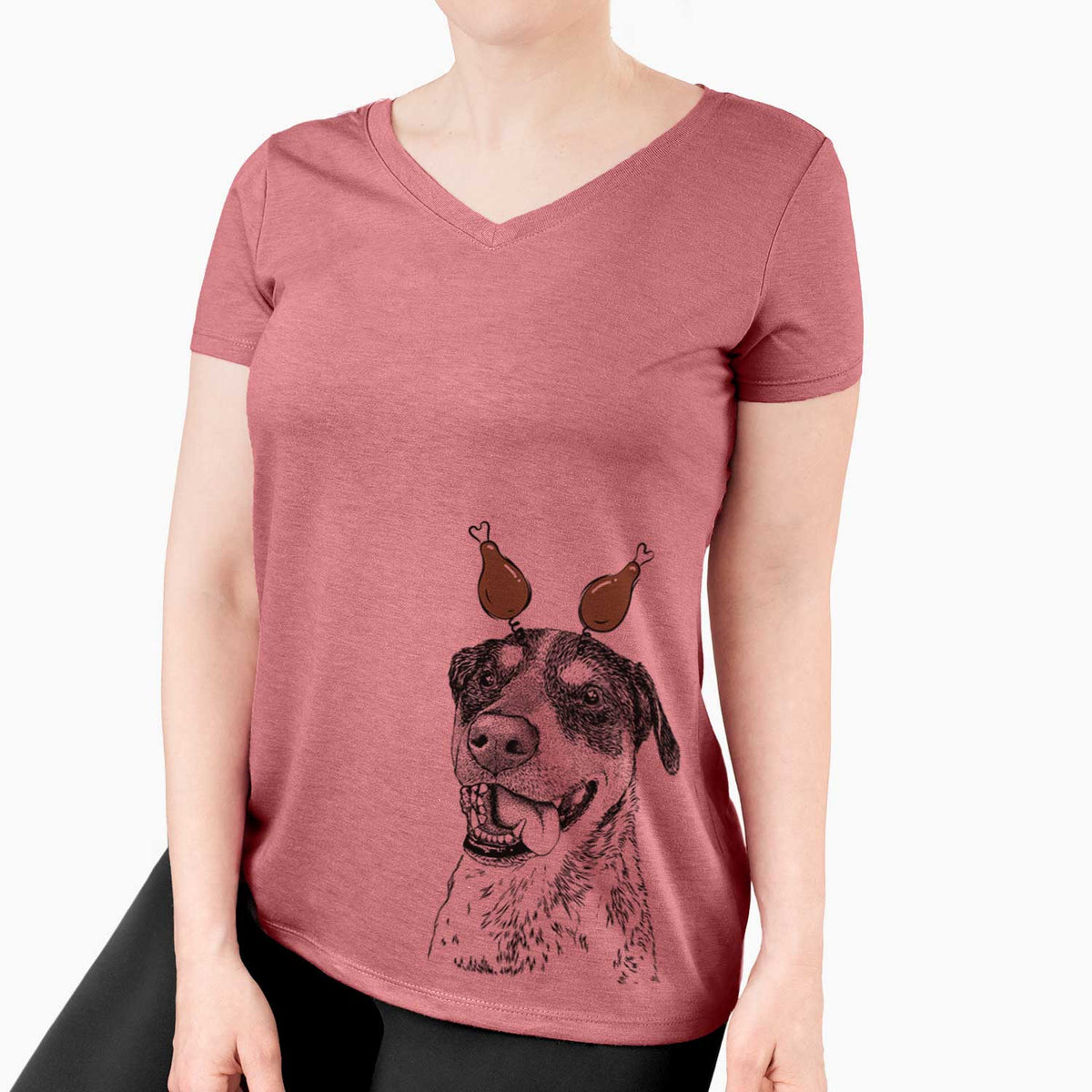 Thanksgiving Gerti the Mixed Breed - Women's V-neck Shirt