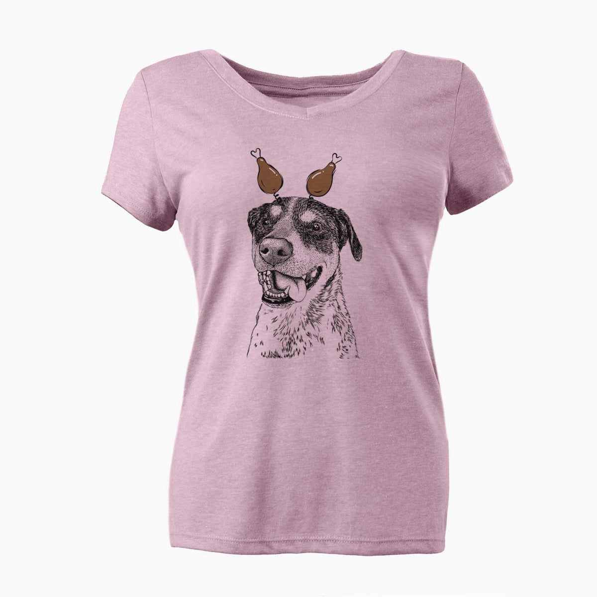 Thanksgiving Gerti the Mixed Breed - Women's V-neck Shirt
