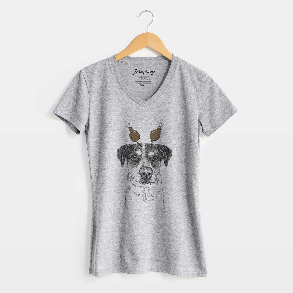 Thanksgiving Gertrude the Mixed Breed - Women's V-neck Shirt