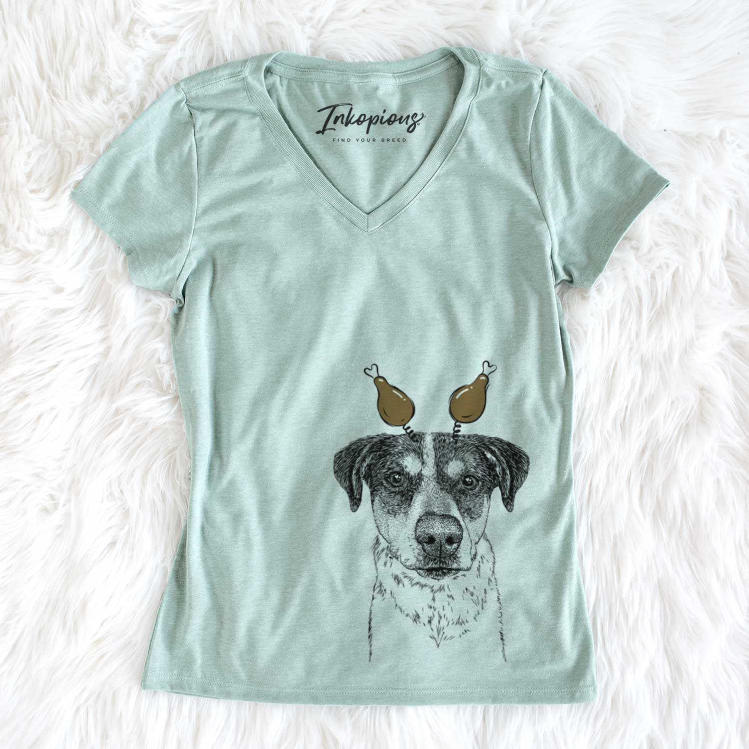 Thanksgiving Gertrude the Mixed Breed - Women's V-neck Shirt