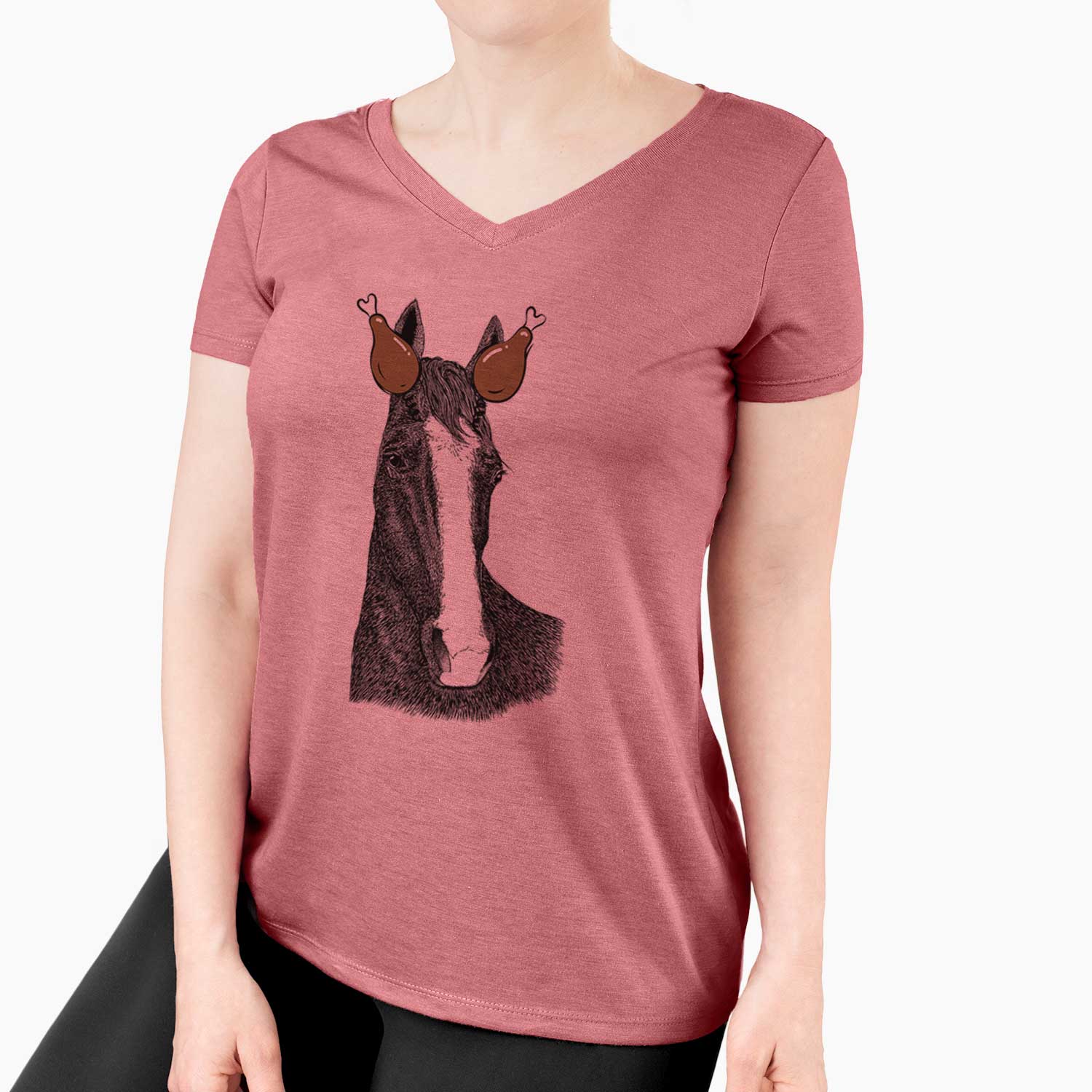 Thanksgiving Gibson the Tennessee Walking Horse - Women's V-neck Shirt