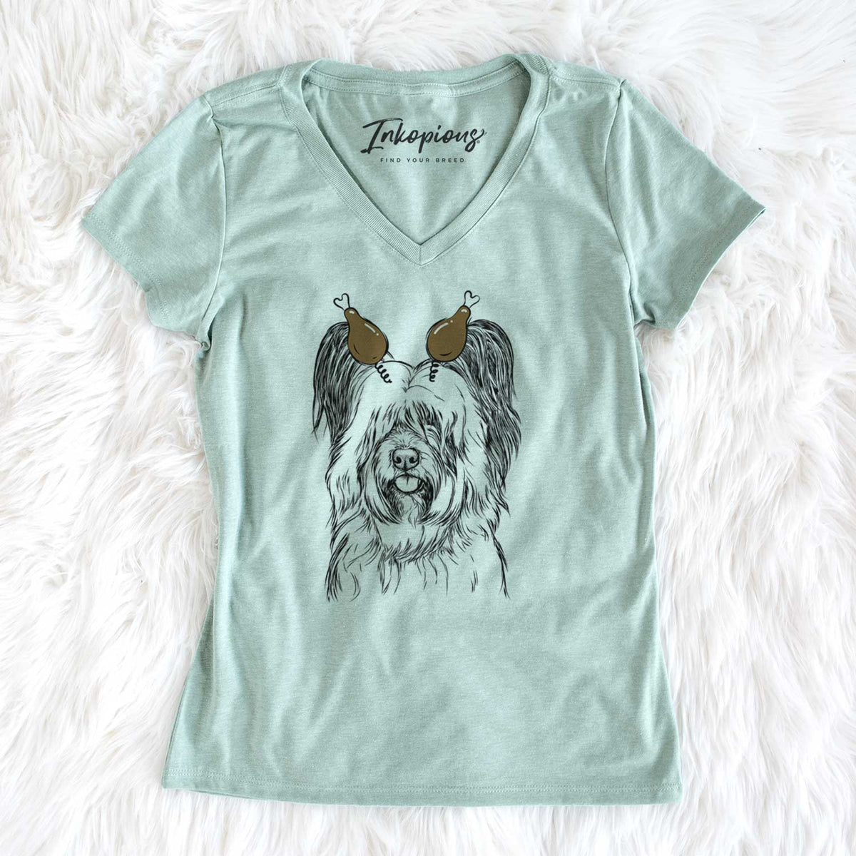 Thanksgiving Gideon the Skye Terrier - Women's V-neck Shirt