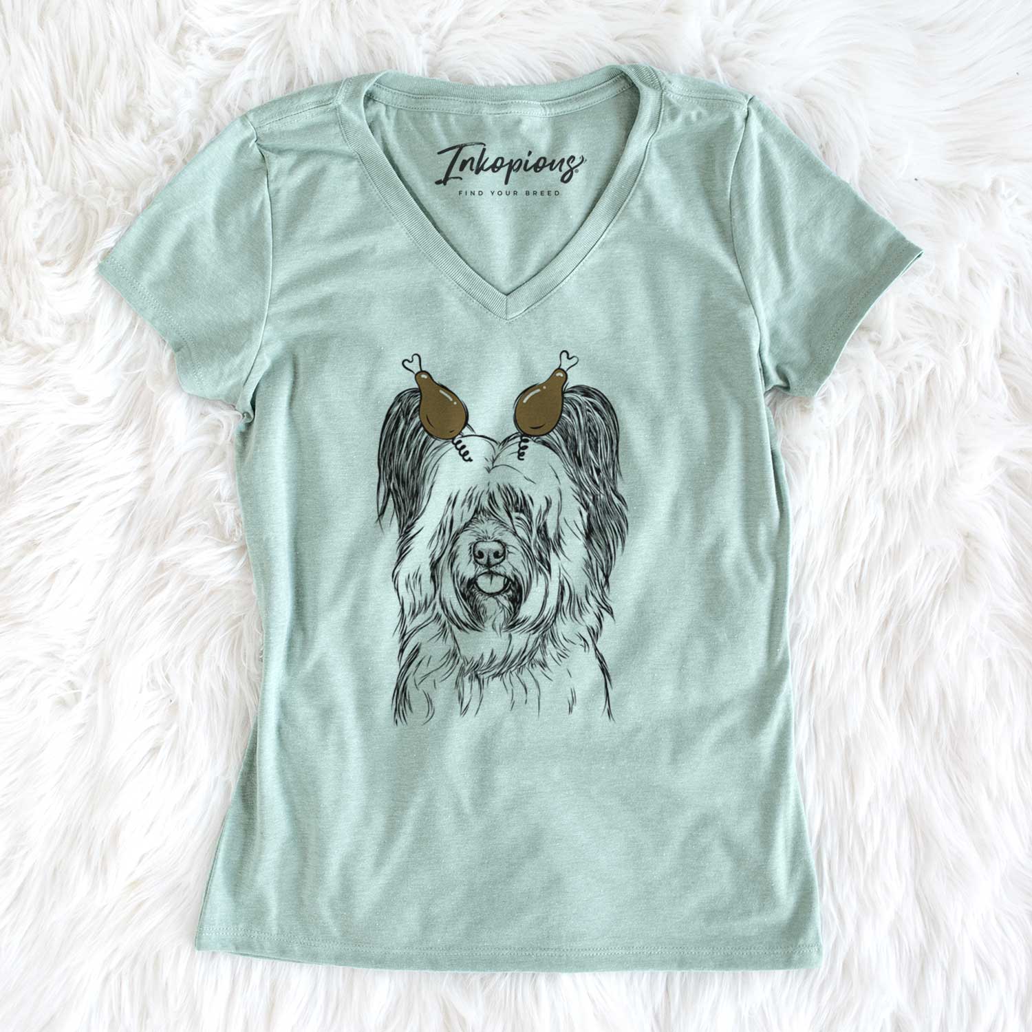 Thanksgiving Gideon the Skye Terrier - Women's V-neck Shirt
