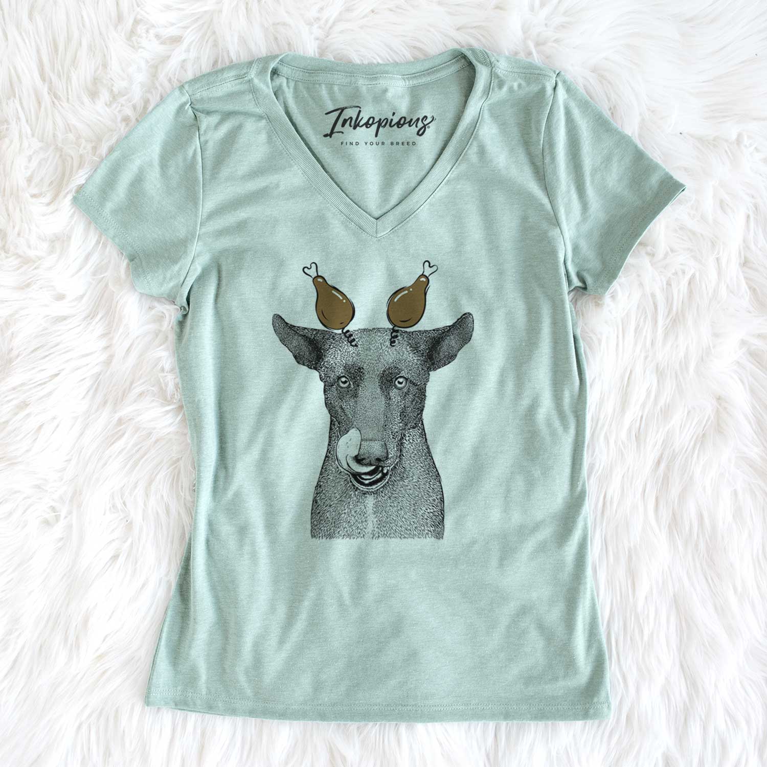 Thanksgiving Gidget the Mexican Street Dog - Women's V-neck Shirt