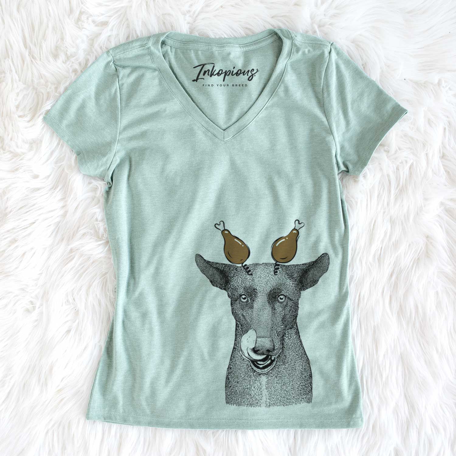 Thanksgiving Gidget the Mexican Street Dog - Women's V-neck Shirt