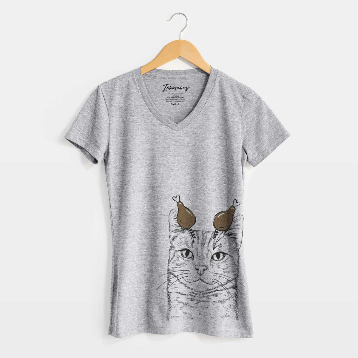 Thanksgiving Ginger Tom the Tabby Cat - Women's V-neck Shirt