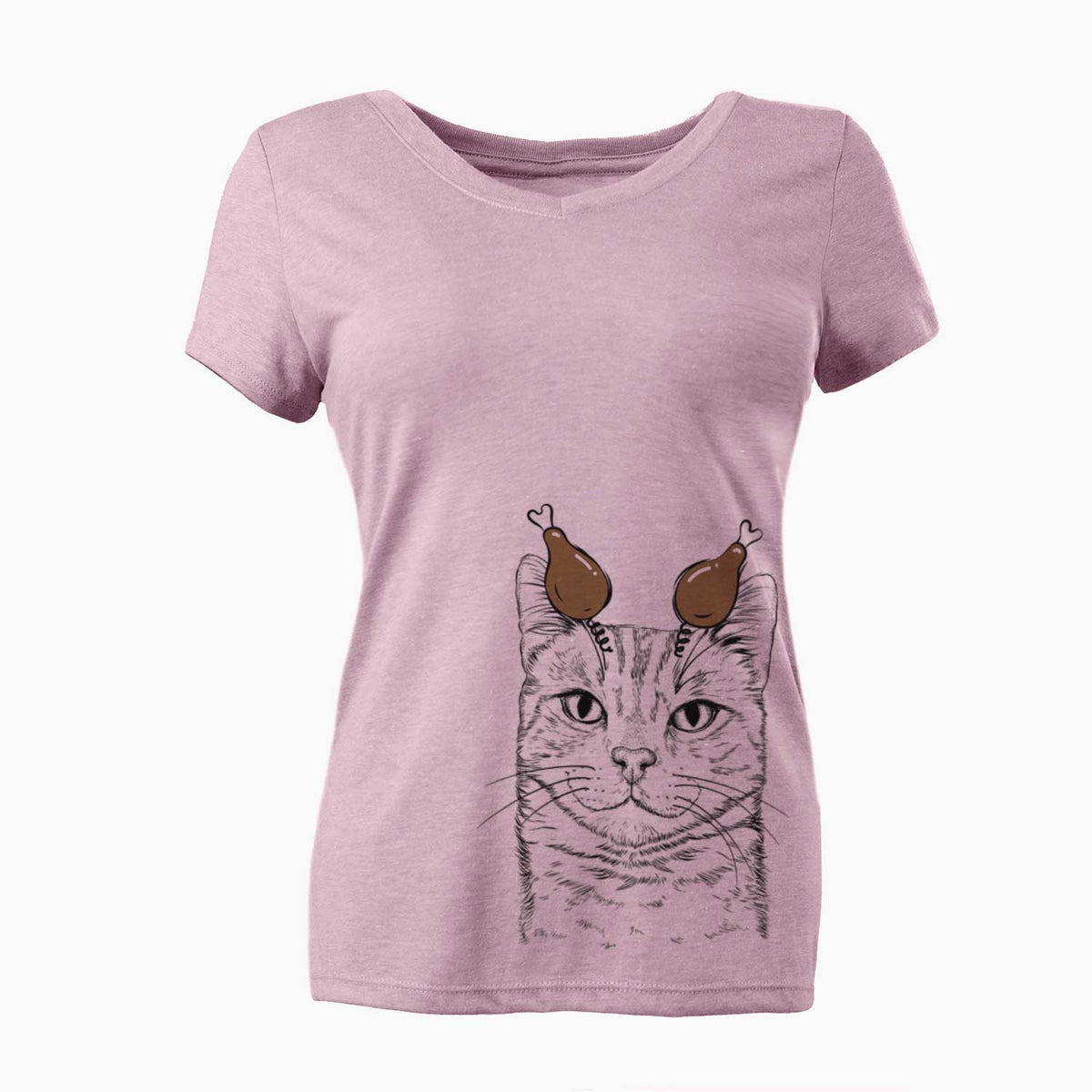 Thanksgiving Ginger Tom the Tabby Cat - Women's V-neck Shirt