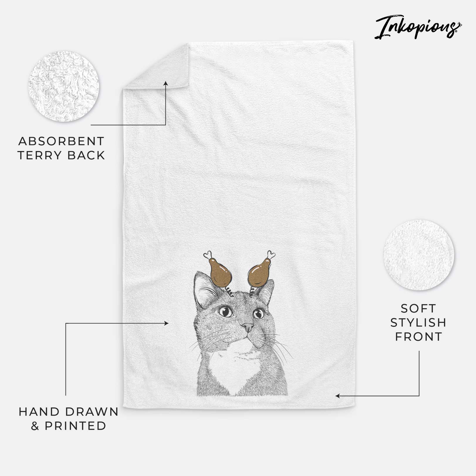 Gizmo the Grey Cat Decorative Hand Towel