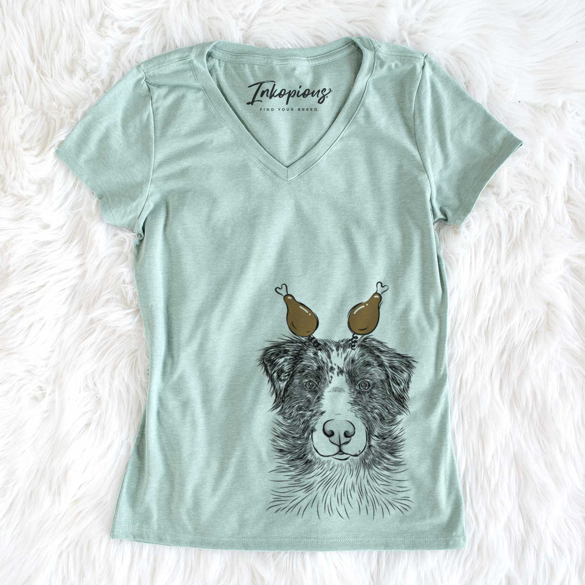 Thanksgiving Gram the Australian Shepherd - Women&#39;s V-neck Shirt